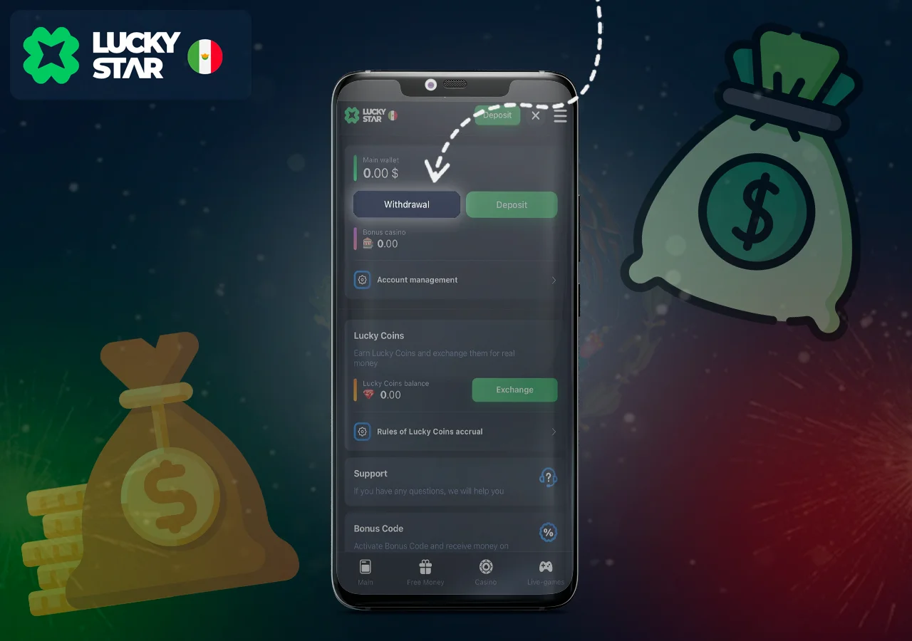 Cómo retirar ganancias en Lucky Star App