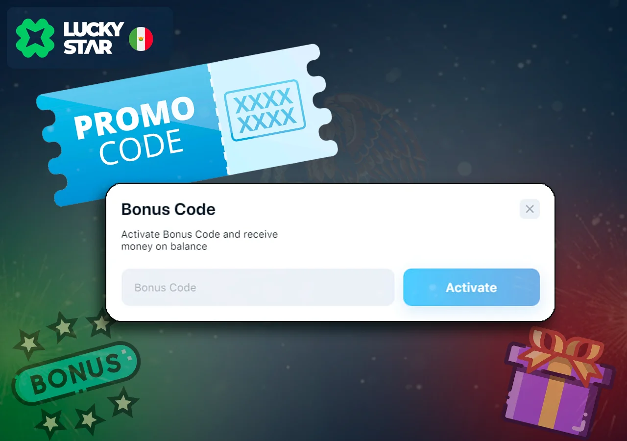 El sitio web de Lucky Star también ofrece la posibilidad de utilizar códigos promocionales